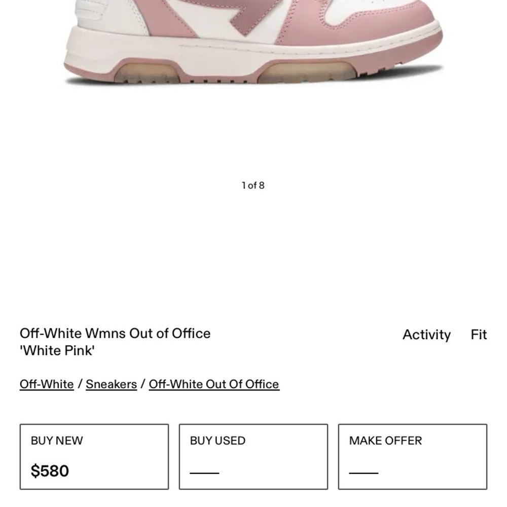 Off-White Women's Sneakers - White and Pink - Picture 2 of 7